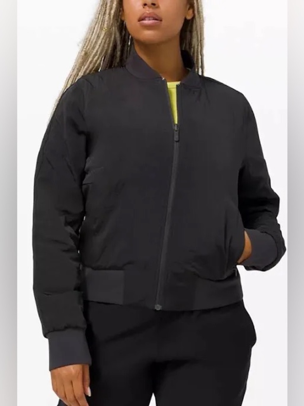 Lululemon Non Stop Reversible Bomber Jacket Black water rain repellent size 10